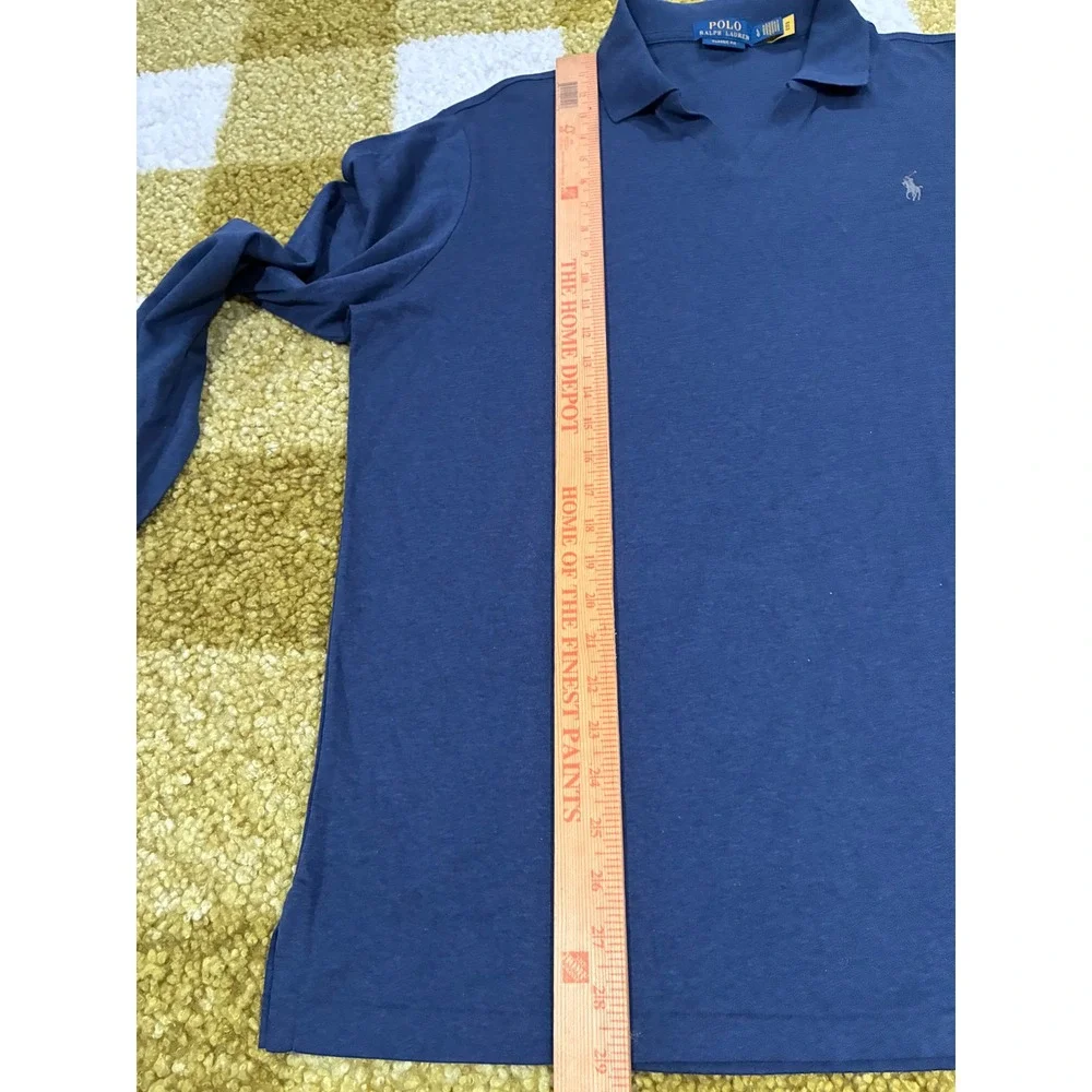 Polo Ralph Lauren Mens Navy Blue Long Sleeve Polo Shirt Classic Fit Large 0765